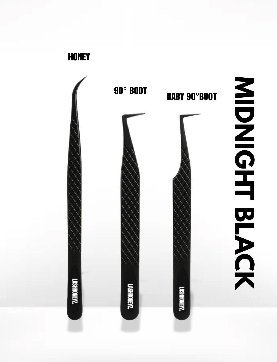 MIDNIGHT BLACK TWEEZER DUO- FIBER TIP – LASHHONEYZ