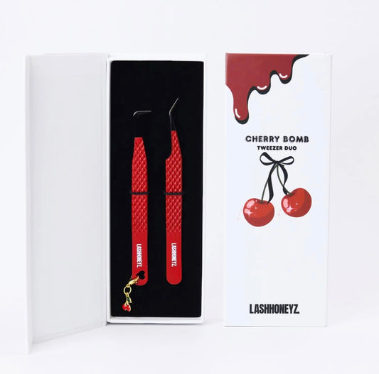 "CHERRY BOMB" FIBER TIP TWEEZER SET